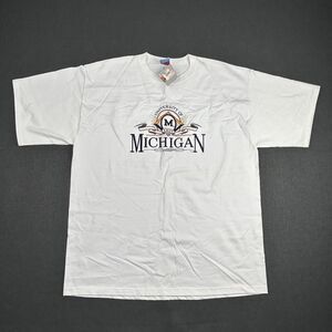 Vintage Michigan Wolverines‎ Shirt Mens XL White Midwest Embroidery Graphic NWT